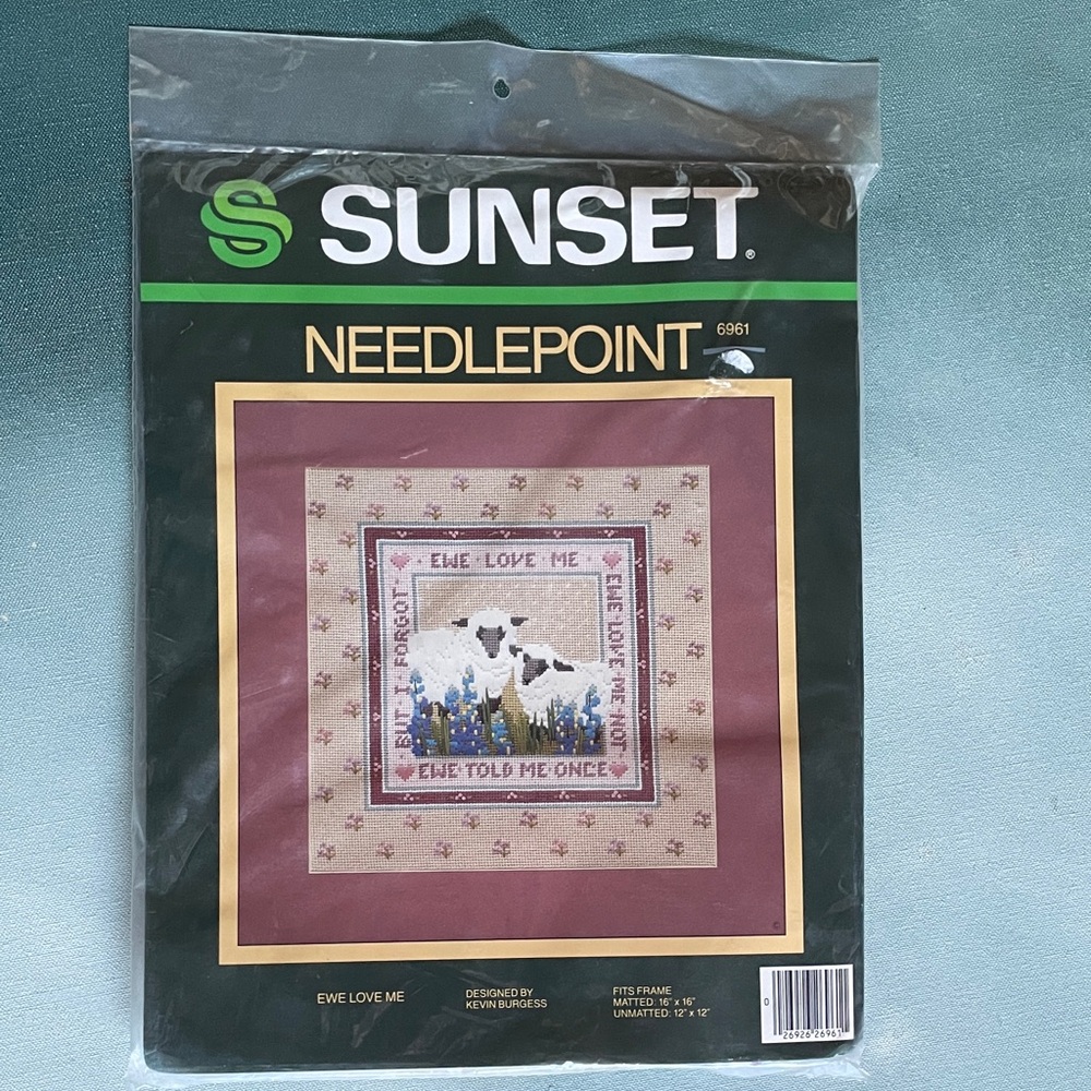 Sunset Needlepoint Kit Ewe Love Me Vintage 1985 12” by 12”